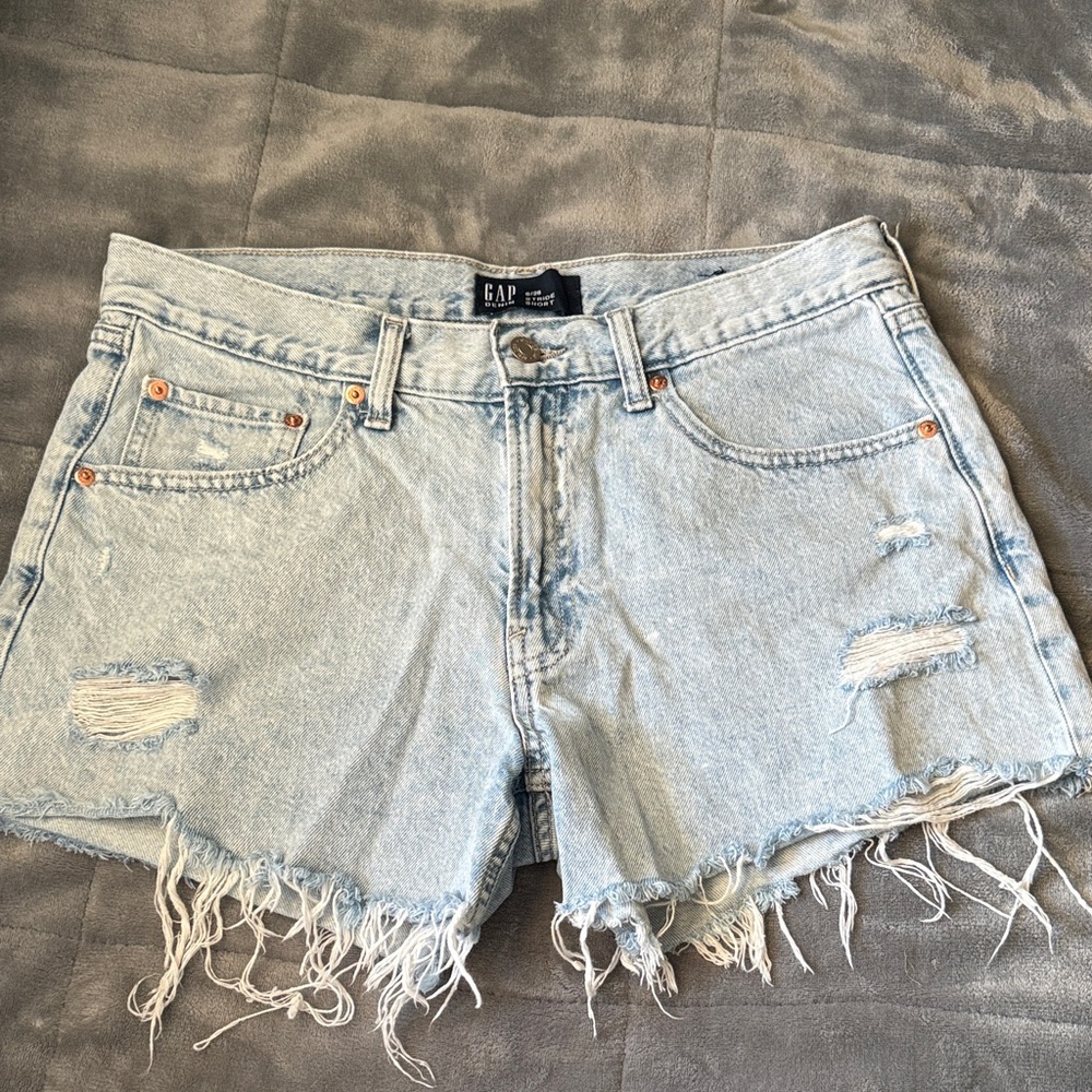 GAP Faded Blue Frayed Denim Shorts